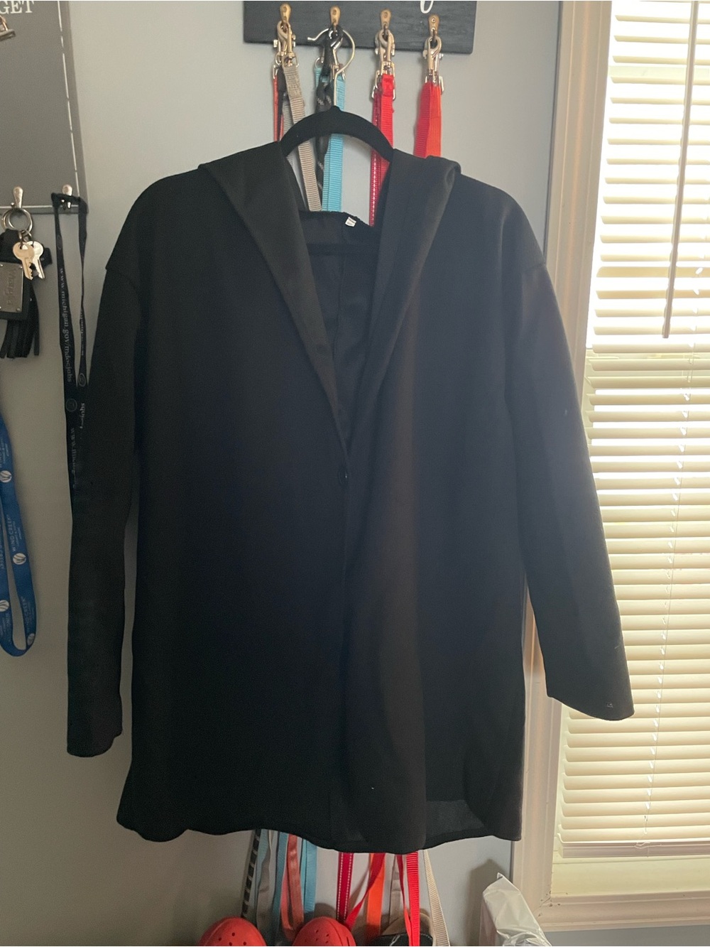 Womans Black Hooded Coat - Classic Everyday Outerwear